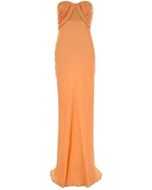 Ermanno Scervino Orange Silk Long Dress - White