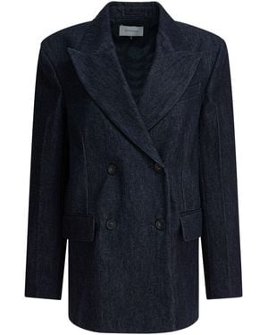 Max Mara Oversized Double-Breasted Blazer Jackets And Coats - Blue