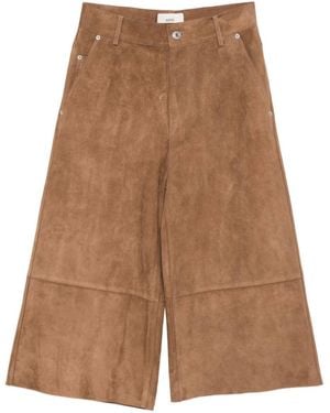 Ami Paris Suede Leather Pants - Brown
