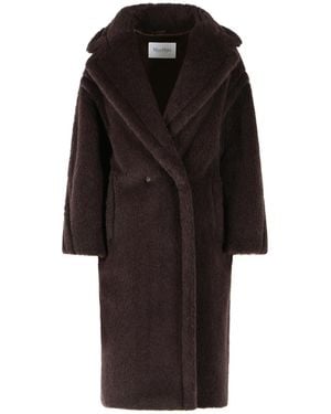 Max Mara 'tedgirl' Donkerbruine Alpacamix Jas - Zwart