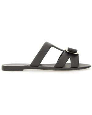 Ferragamo Slide Sandals New Vara Upper: Pvc - Black