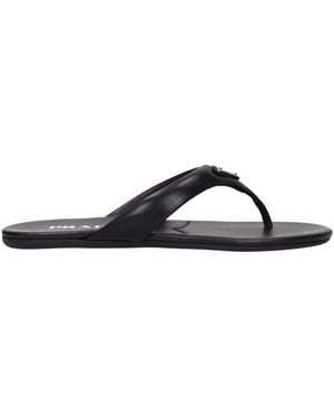 Prada Damens Leder-Flip-Flops Schwarz