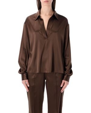 Tom Ford Slk Stin Plo With Tonal Tf Logo - Brown