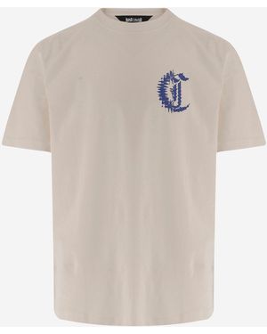Just Cavalli Katoenen T-shirt Met Grafische Print - Wit
