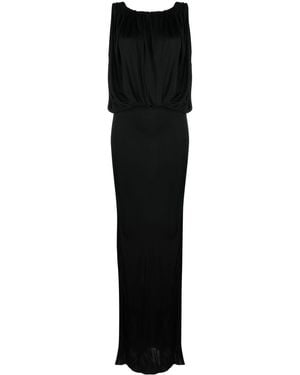 Saint Laurent Long Dress With Gathered Bodice - Schwarz