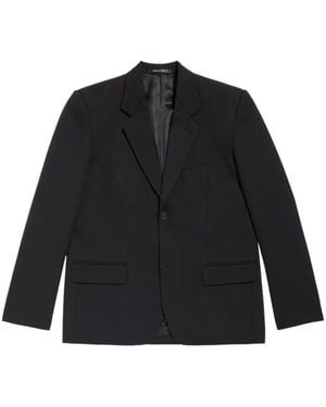 Balenciaga Wool Single-Breasted Blazer Jacket - Black