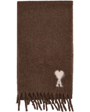 Ami Paris Echarpe De Coeur Ecru - Braun