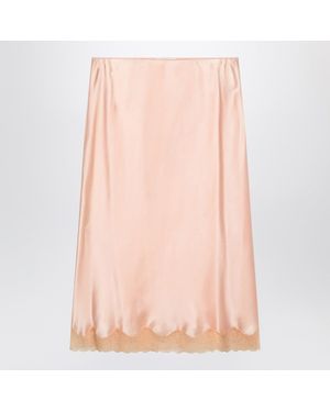 The Row Peach Coloured Silk Skirt - Pink