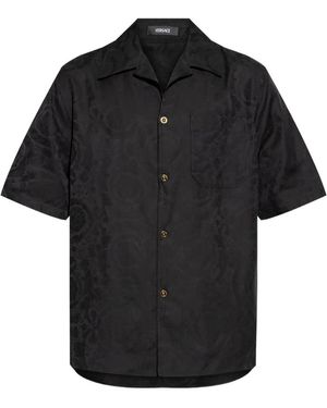 Versace Jacquard Effect Polo Shirt - Black