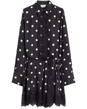 Sportmax Kurzes Kleid mit Spitze Schwarz - Blau