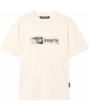 Palm Angels Stempellogo Normaal T-shirt - Naturel