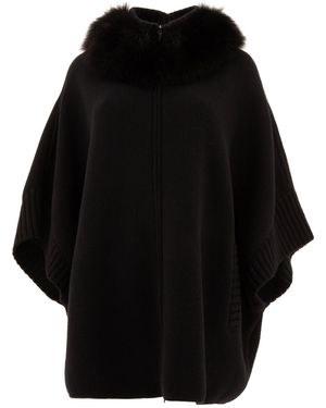 Giovi Wool And Cashmere Poncho Coats Nero
