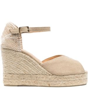 Castañer Espadrillas Bianca Con Zeppa In Rafia - Neutro