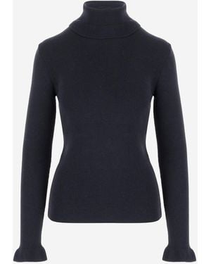 Chloé Wool And Cotton Turtleneck Pullover - Blue