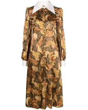 ERL Blousejurk Met Bladerprint - Metallic