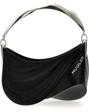 Mugler 'kleine geprägte Spiralkurve 01' Handtasche - Schwarz