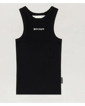 Palm Angels Camiseta sin mangas ajustada con logo clásico de - Negro