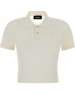 DSquared² Cropped Knit Polo - White