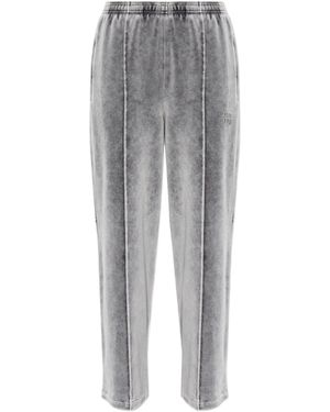 Alexander Wang Fluwelen Joggingbroek Met Wijde Pijpen - Grijs