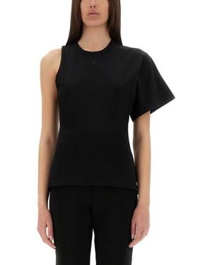 Courreges One-Shoulder T-Shirt - Black