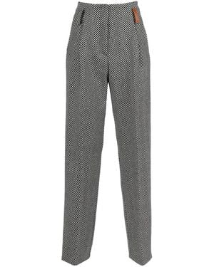 forte_forte Strong, Strong, High Waisted Trousers, Chevron Wool - Grey