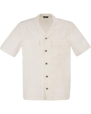 Peserico Lightweight Linen Bowling Shirt - White