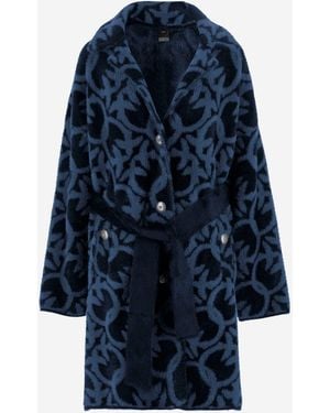Pinko Nylon Coat With Love Birds Motif - Blue