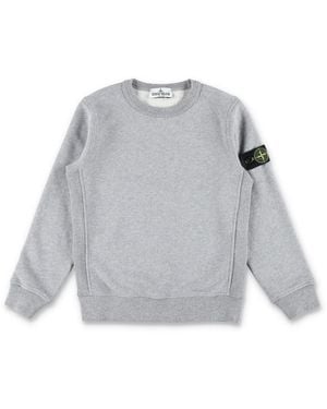 Stone Island Junior Cotton Crewneck Sweatshirt With Logo Patch - Grey