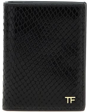 Tom Ford Snake Print Card Holder - Zwart
