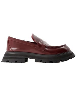 McQueen Sleber Leder dunkler Burgund - Rot
