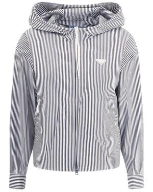 Prada Gestreepte Jas Met Capuchon - Grijs