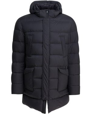 Herno Long Down Jacket With Hood Jackets And Coats - Blue