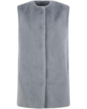 Herno Long Faux Fur Effect Gilet With Round Neckline - Grey