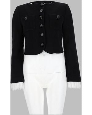 Self-Portrait Padded Wool Blend Jacket - Black