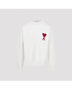 Ami Paris Crewneck Sweater With Contrasting Logo Inlay - Schwarz