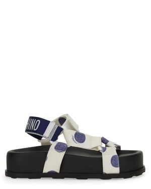 Moschino Polka Dot Wide Strap Sandals - White