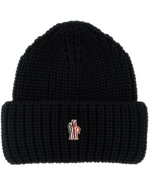 Moncler Logo Patch Beanie - Schwarz