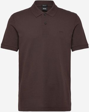 BOSS Cotton Polo Shirt With Logo - Brown