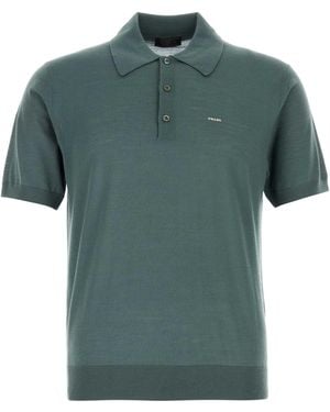 Prada Dark Wool Polo Shirt - Green