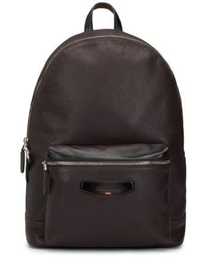 Santoni Leren Rugzak - Zwart