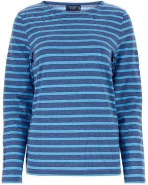 Saint James Geborduurd Katoen Minquidame T -shirt - Blauw