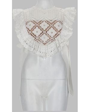 Self-Portrait Crop Top - White