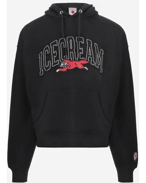 ICECREAM Sudadera con capucha de algodón con estampado de helado - Negro