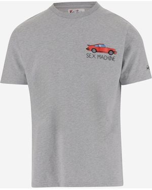 Mc2 Saint Barth Cotton T Shirt With Graphic Print - Grey