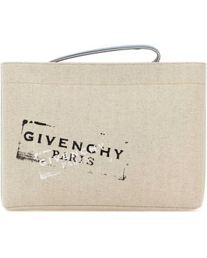 Givenchy Sand Canvas Clutch - Natural