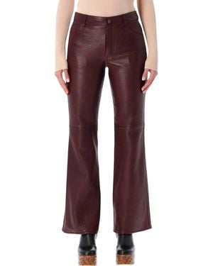 Chloé Flared Textured Lambskin Leather Pants