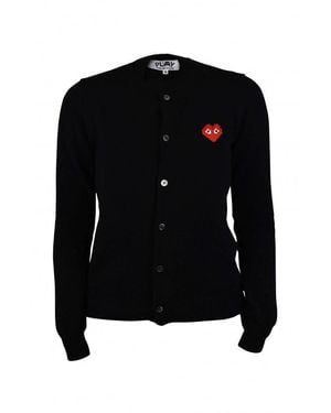 Comme des Garçons Button-Front Wool Vest With Heart Emblem - Black