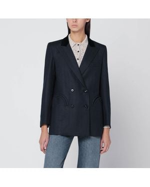 Blazé Milano Blazé Milano Dark Wool And Mohair Blazer Maine - Blue
