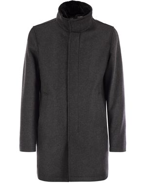 Herno Wool Coat With Detachable Collar - Grey