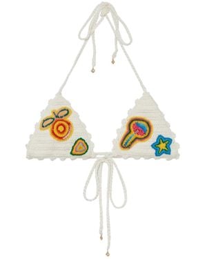 CASABLANCA Crochet Patch Bikini Top - Mettallic